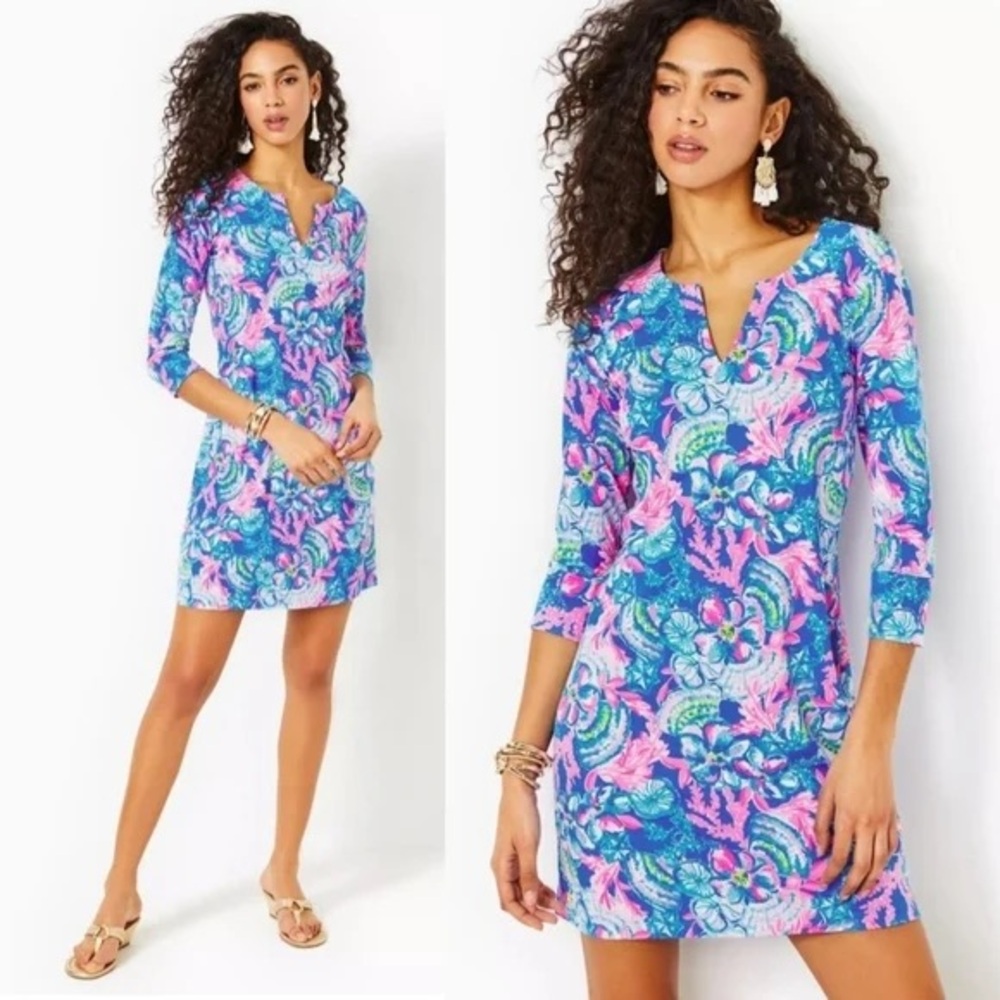 NWT Lilly Pulitzer Chilly Lilly UPF 50+ Nadine dress M Sitting Seaside